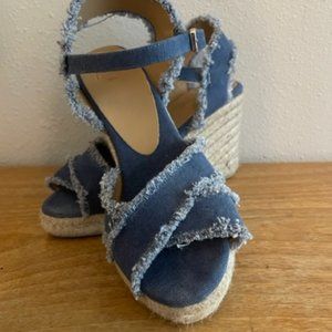EUC Castaner Bromelia - Open Toe Canvas Espadrille Wedge 38 Size 7.5